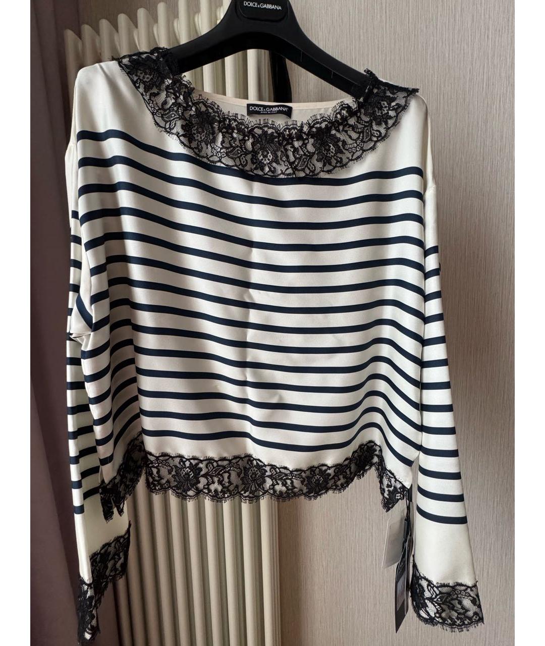 DOLCE&GABBANA Белая шелковая блузы, фото 2