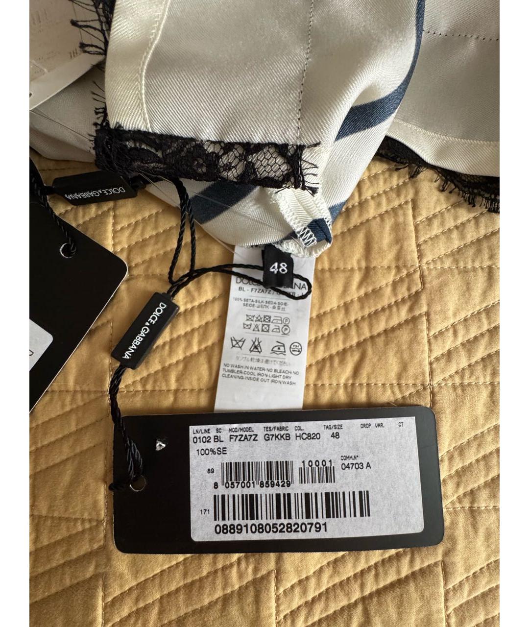 DOLCE&GABBANA Белая шелковая блузы, фото 5