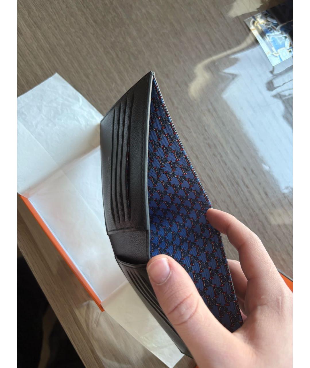 HERMES Черный кожаный кошелек, фото 4