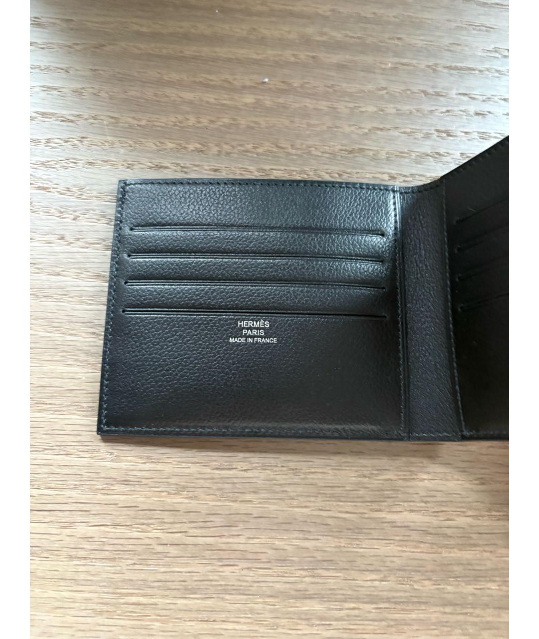 HERMES Черный кожаный кошелек, фото 3