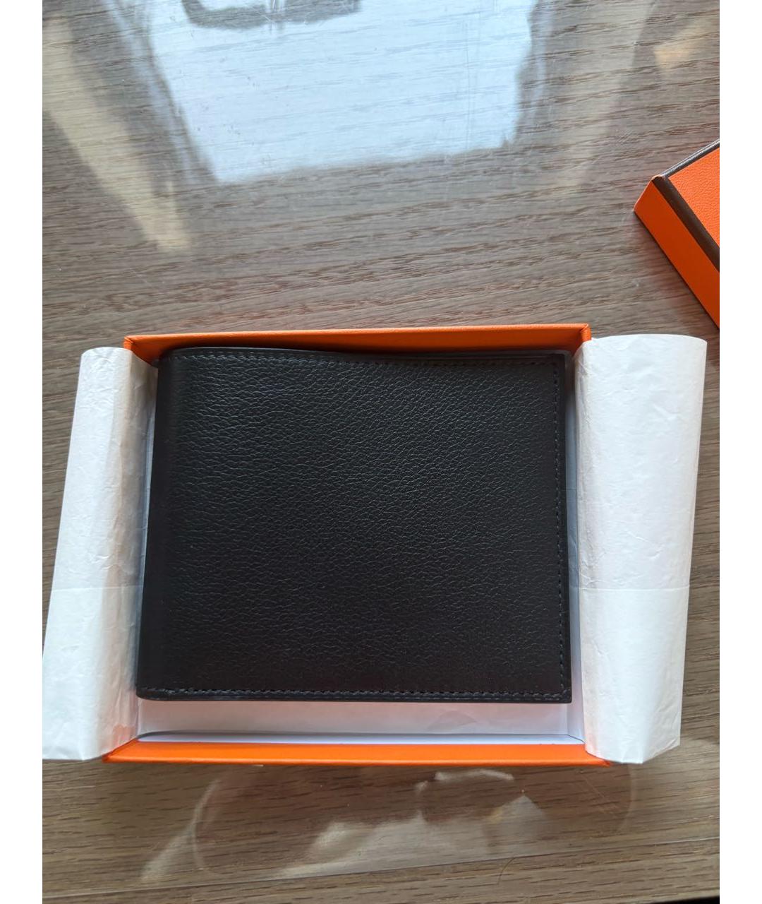 HERMES Черный кожаный кошелек, фото 7