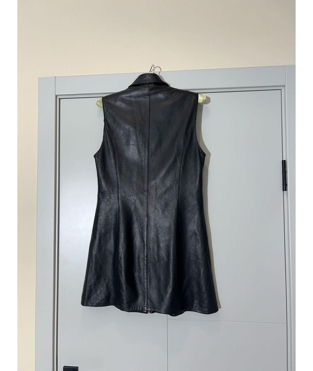 BRASCHI Черное кожаное повседневное платье, фото 2