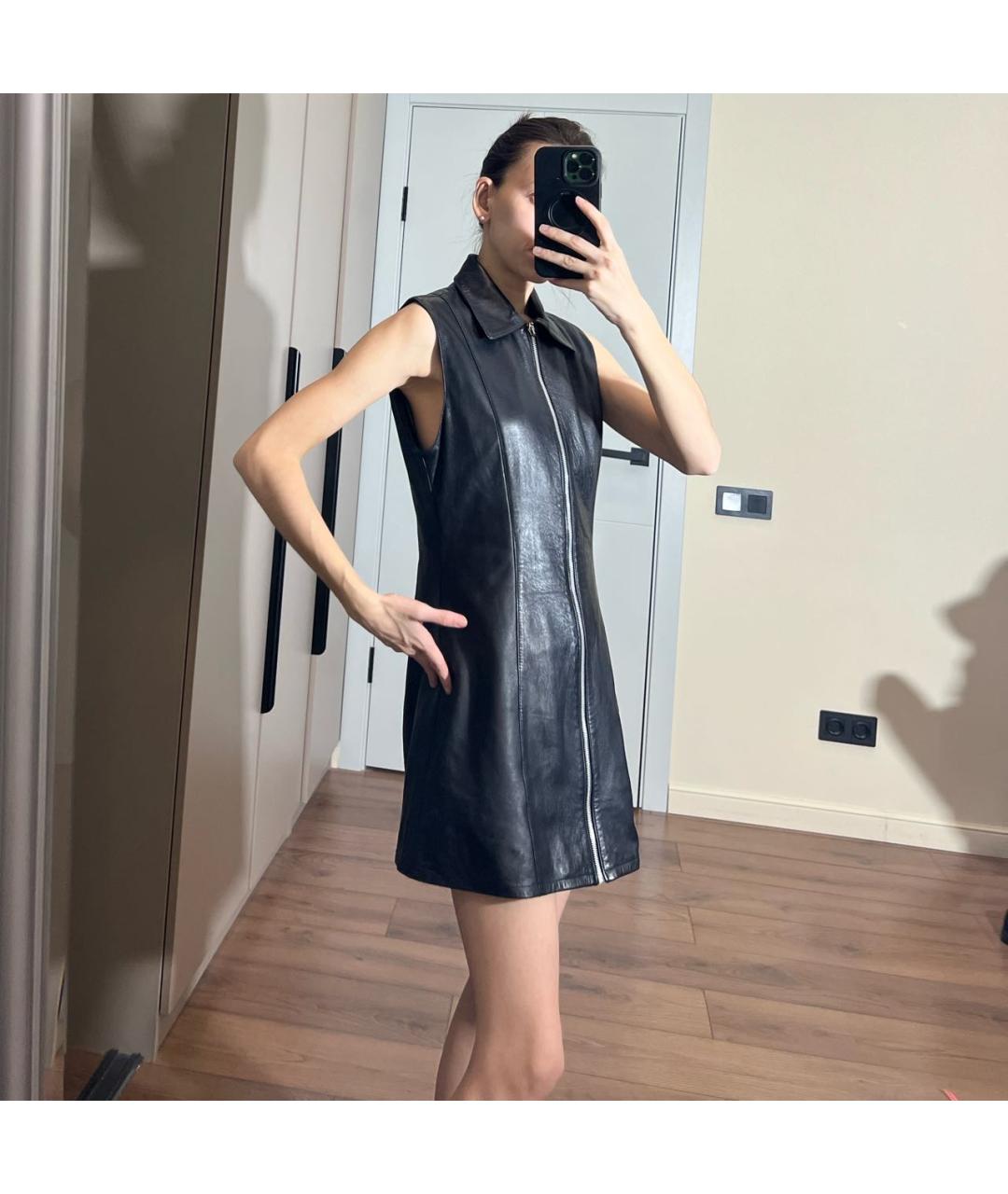 BRASCHI Черное кожаное повседневное платье, фото 6