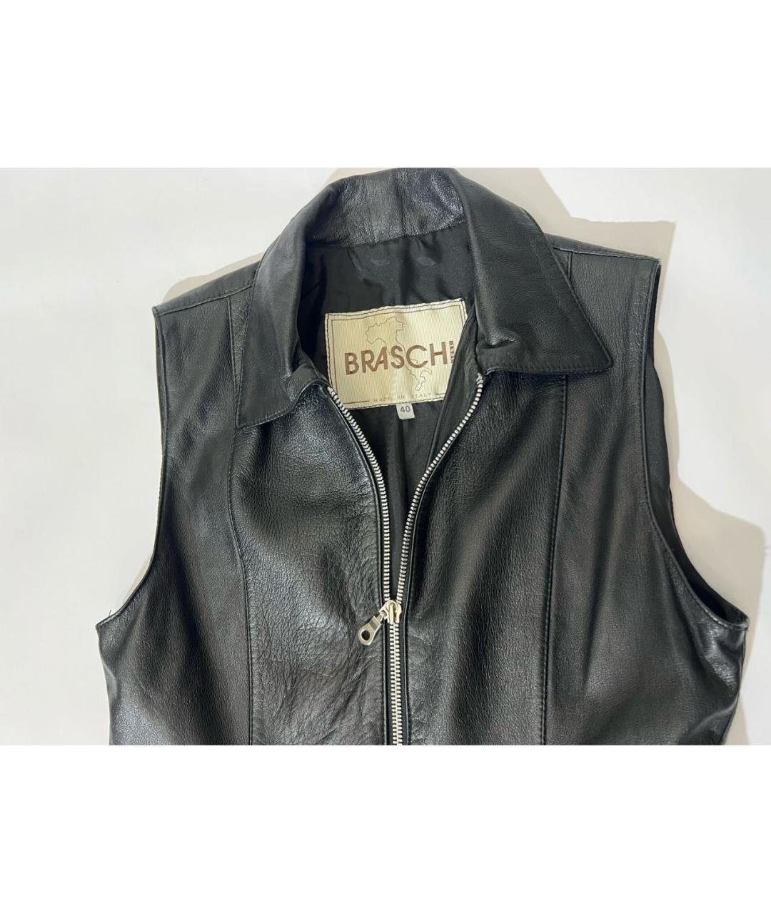 BRASCHI Черное кожаное повседневное платье, фото 3