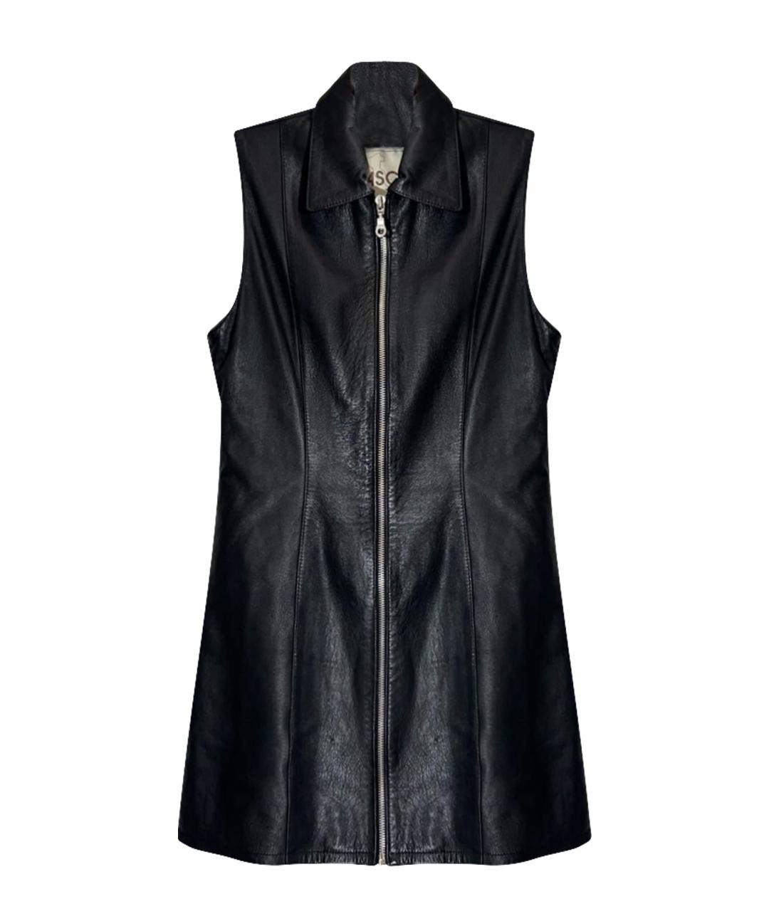 BRASCHI Черное кожаное повседневное платье, фото 1