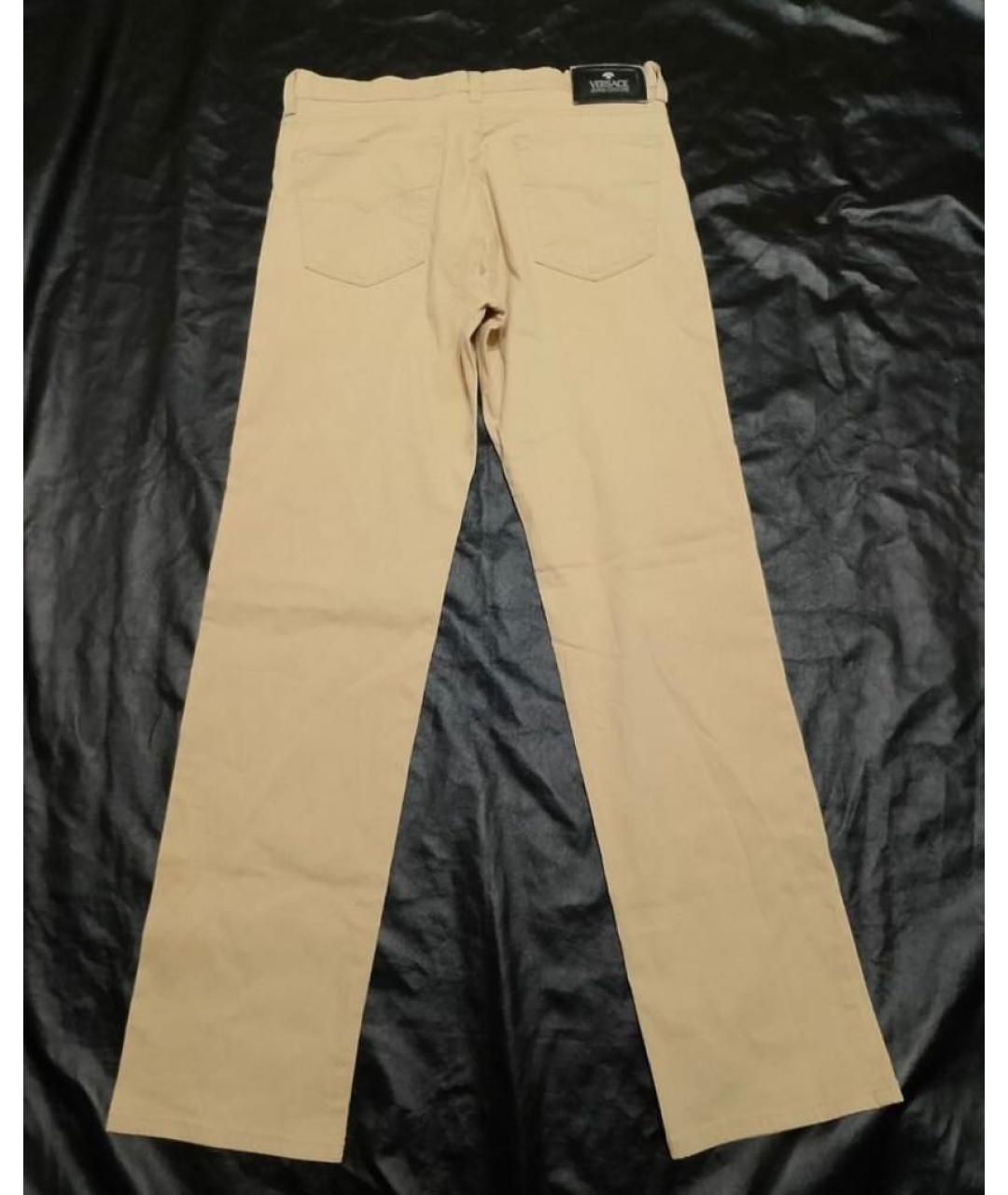 VERSACE JEANS COUTURE Бежевые хлопко-эластановые повседневные брюки, фото 2