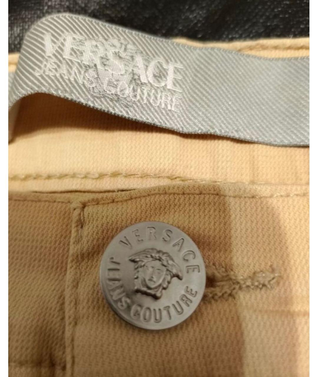 VERSACE JEANS COUTURE Бежевые хлопко-эластановые повседневные брюки, фото 4
