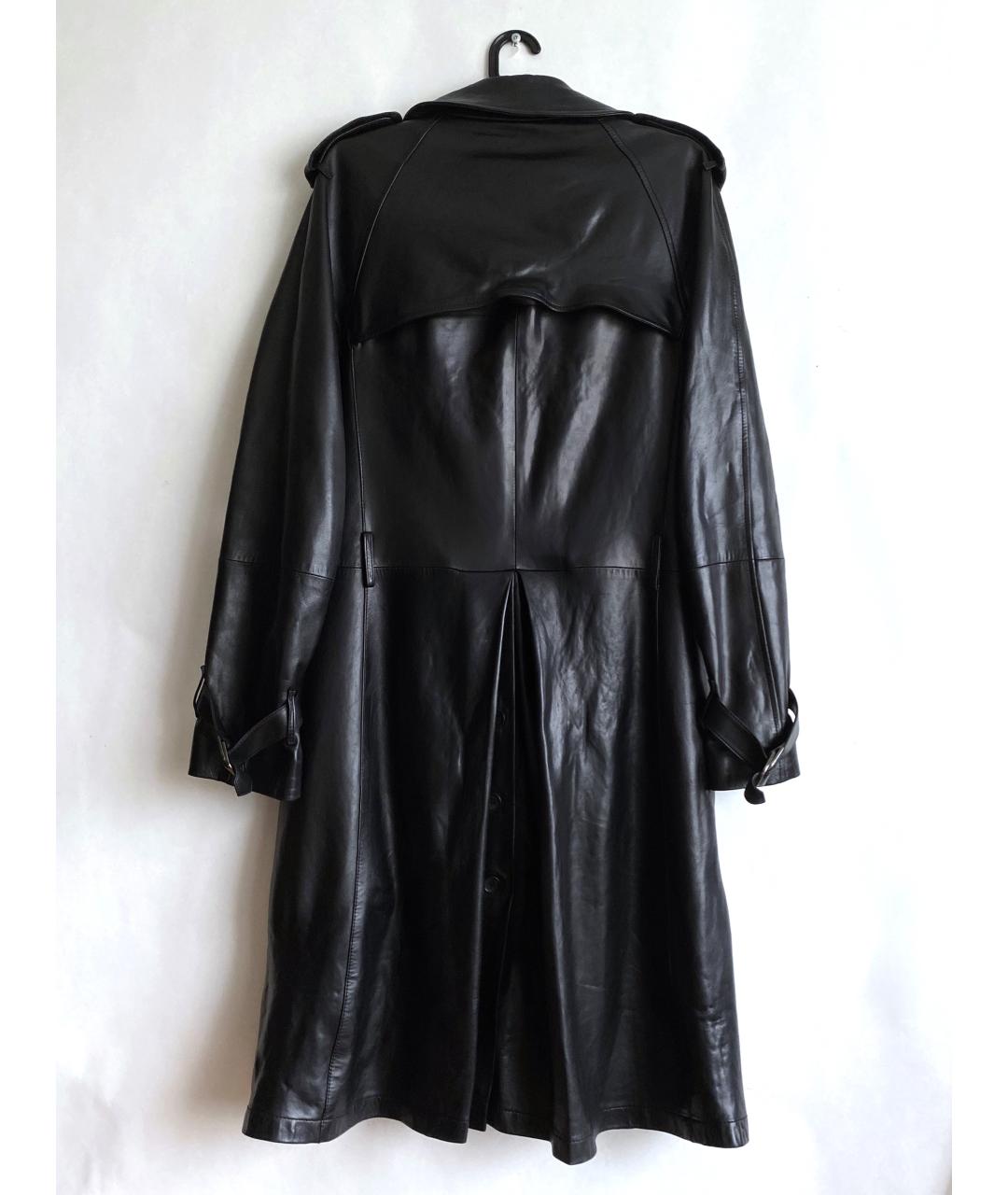 GUCCI Черный кожаный тренч / плащ, фото 2