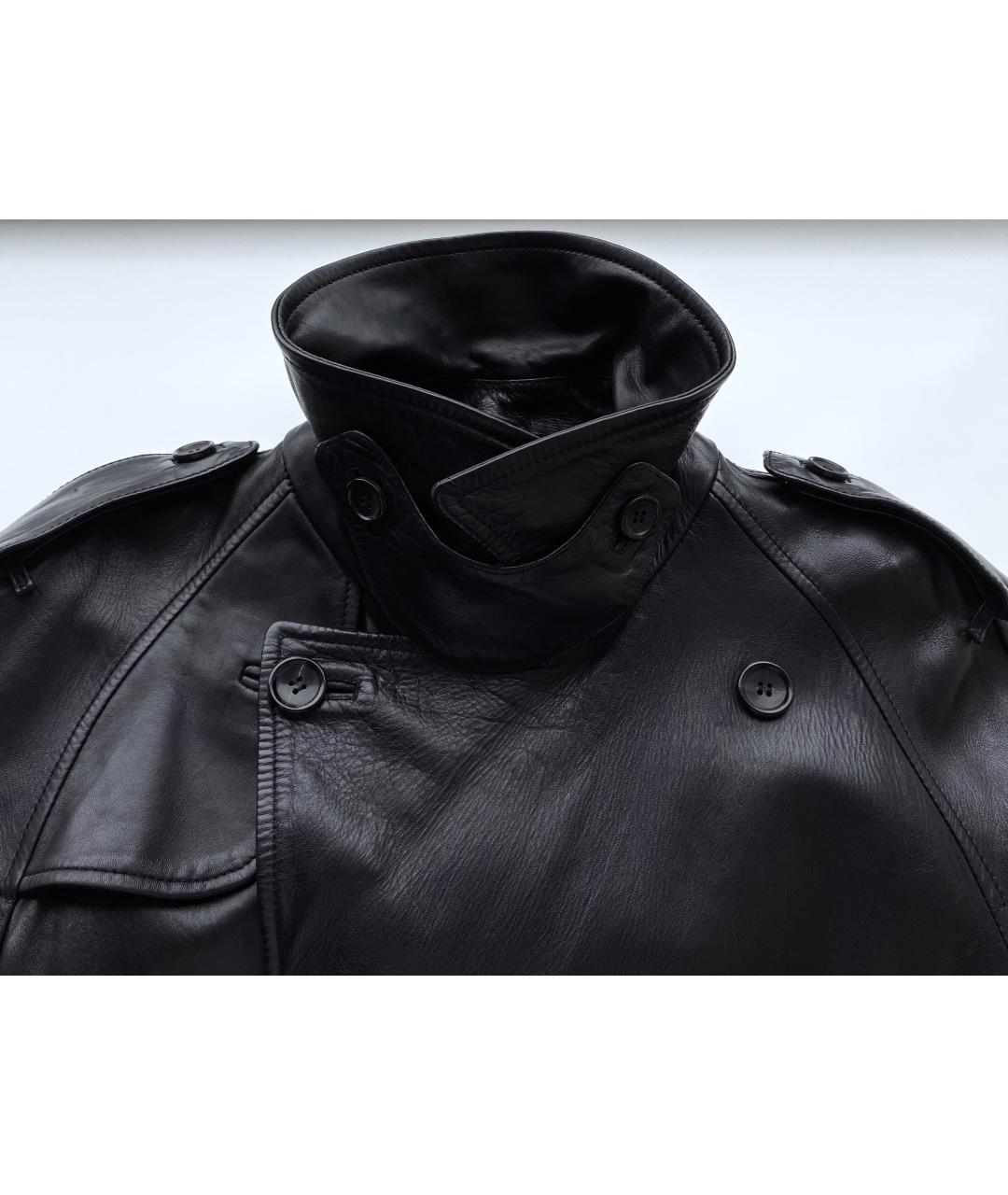 GUCCI Черный кожаный тренч / плащ, фото 5