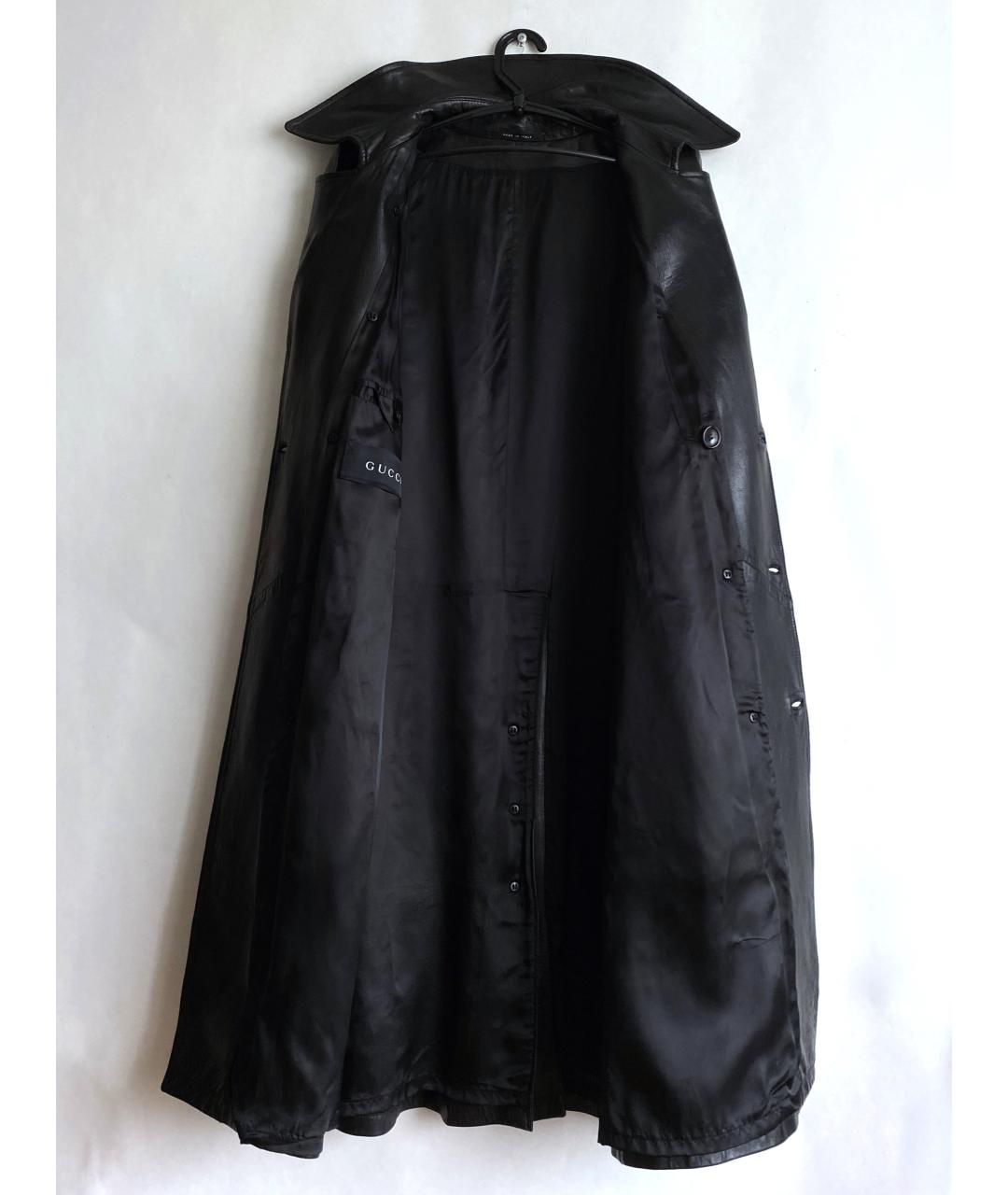 GUCCI Черный кожаный тренч / плащ, фото 3