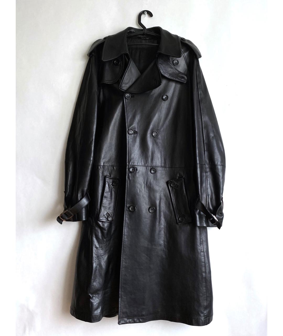 GUCCI Черный кожаный тренч / плащ, фото 10