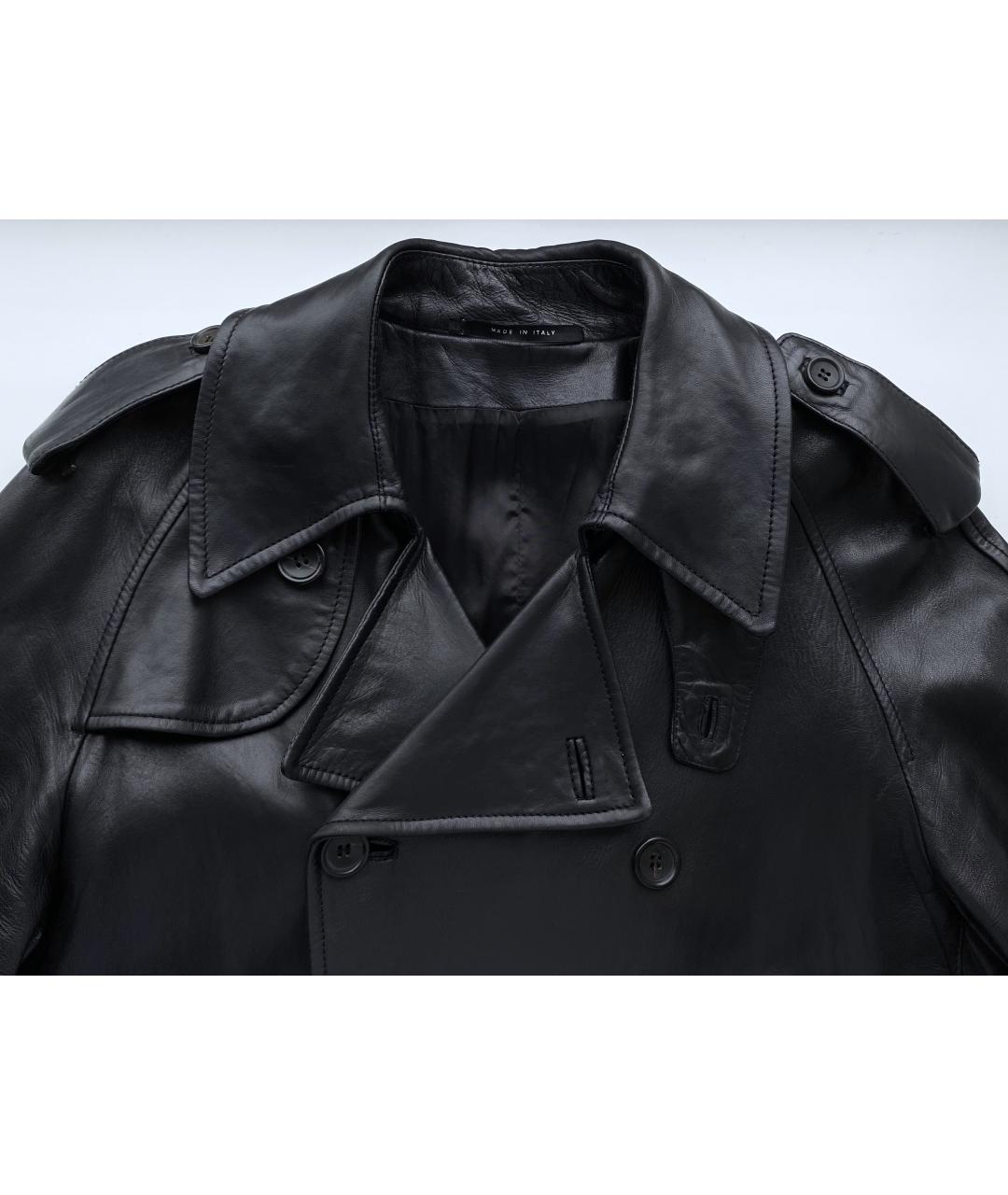 GUCCI Черный кожаный тренч / плащ, фото 4