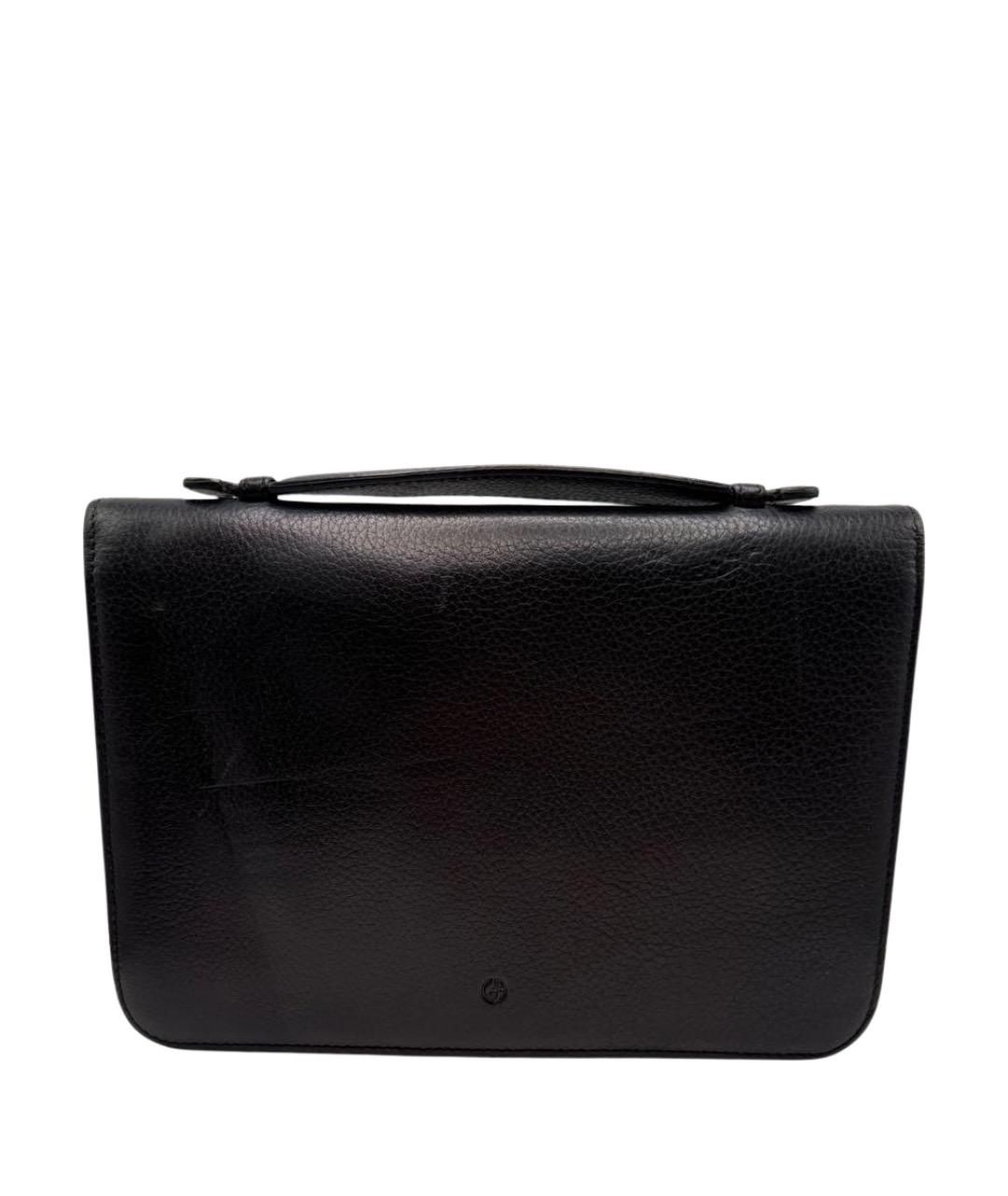 GIORGIO ARMANI Черная кожаная барсетка, фото 1