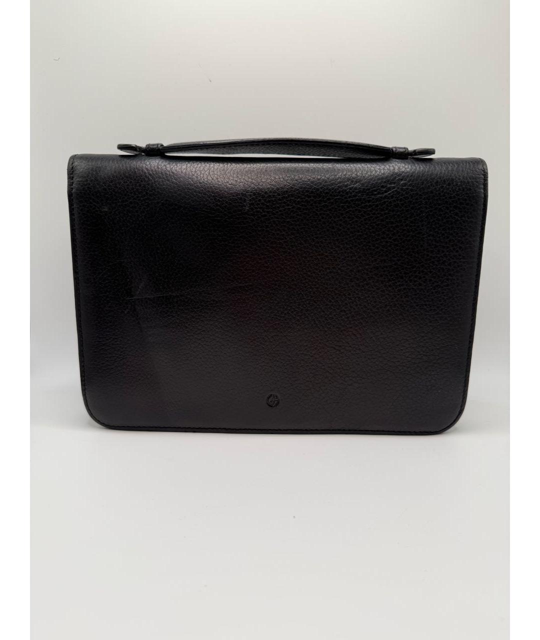 GIORGIO ARMANI Черная кожаная барсетка, фото 7