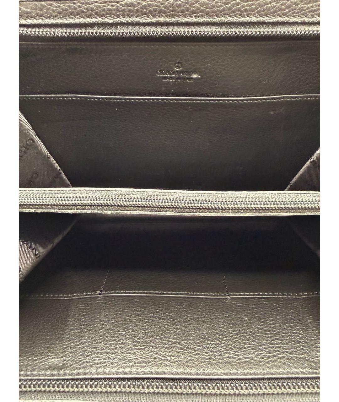 GIORGIO ARMANI Черная кожаная барсетка, фото 5