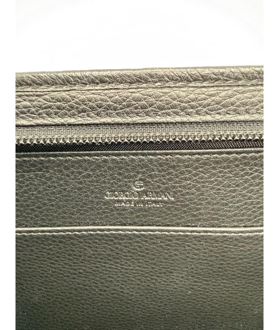 GIORGIO ARMANI Черная кожаная барсетка, фото 6