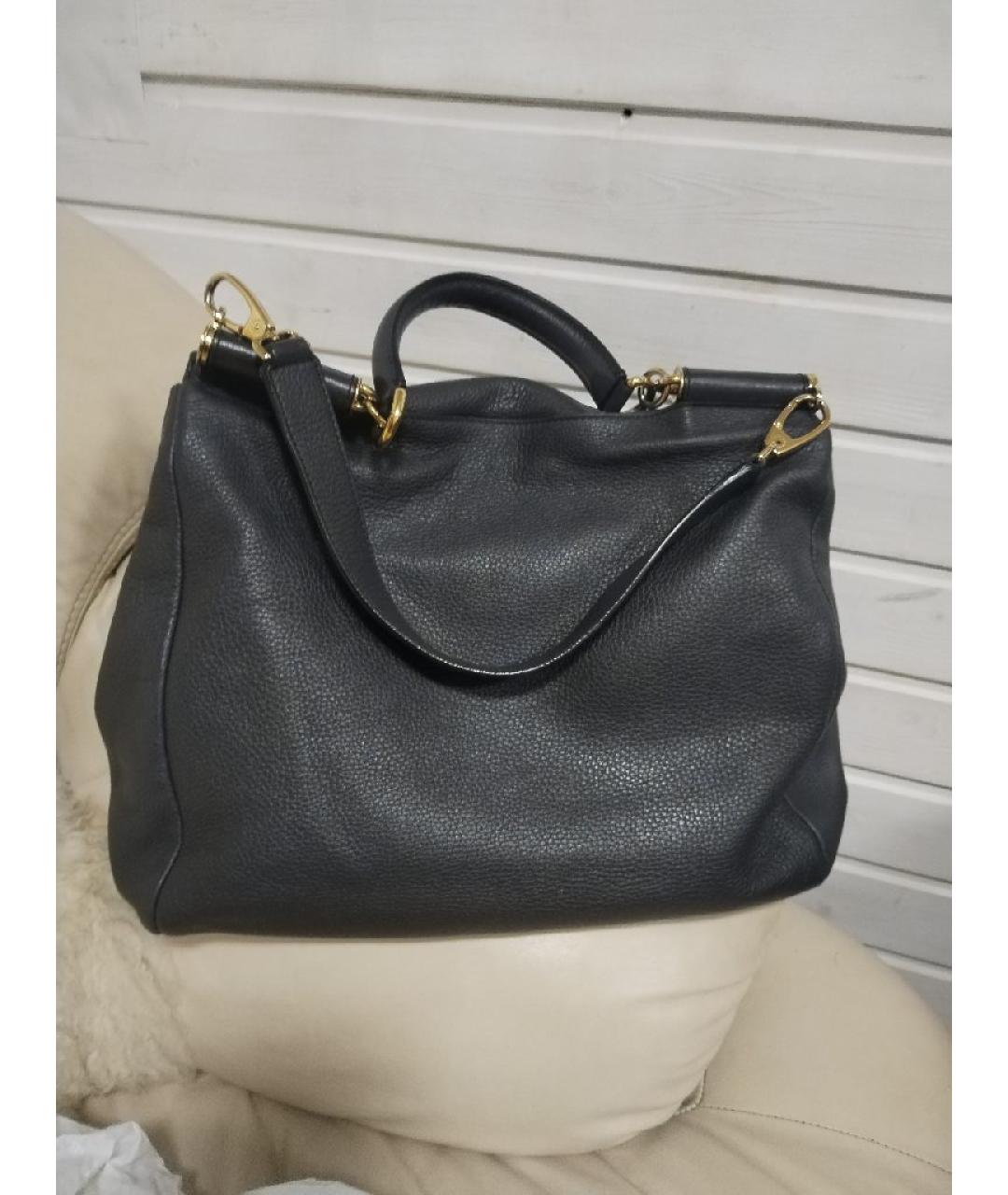 DOLCE&GABBANA Антрацитовая кожаная сумка через плечо, фото 9