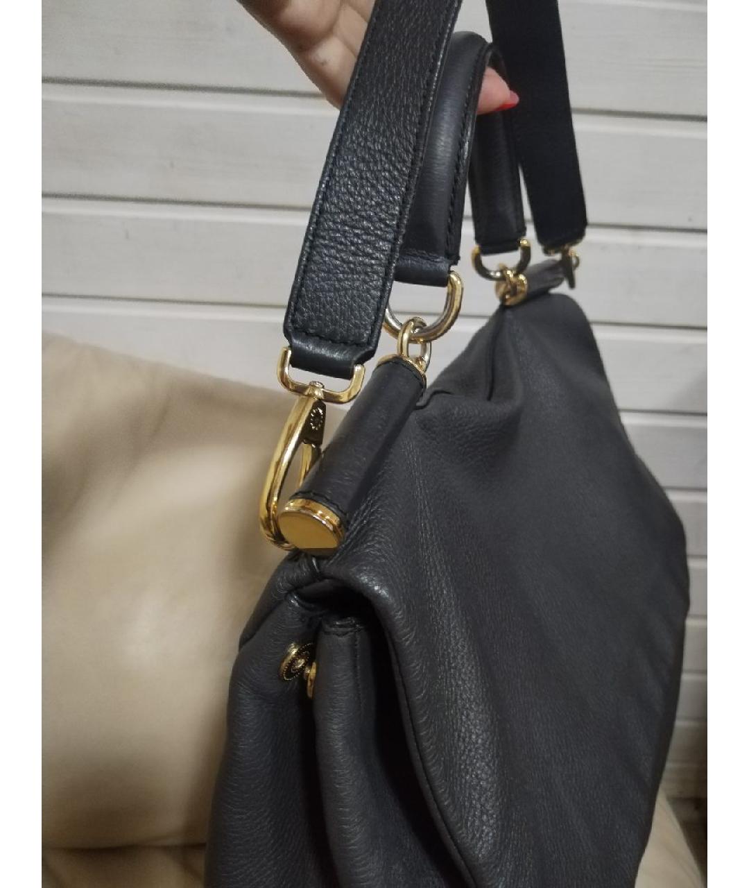 DOLCE&GABBANA Антрацитовая кожаная сумка через плечо, фото 4