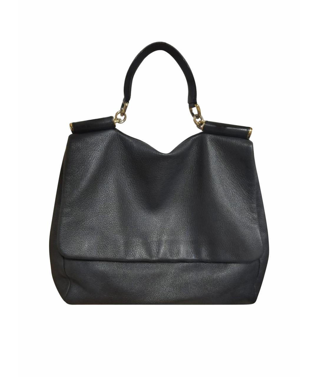 DOLCE&GABBANA Антрацитовая кожаная сумка через плечо, фото 1