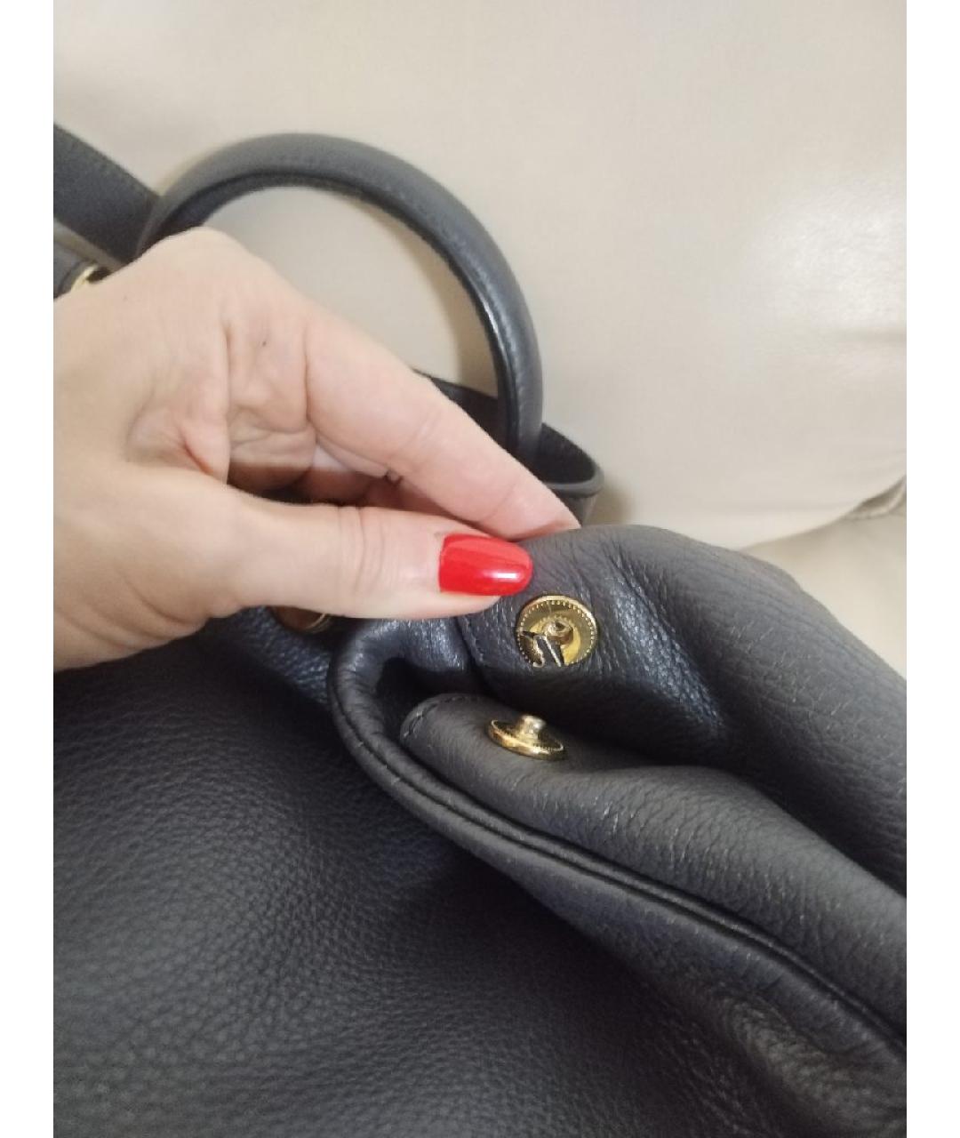 DOLCE&GABBANA Антрацитовая кожаная сумка через плечо, фото 6