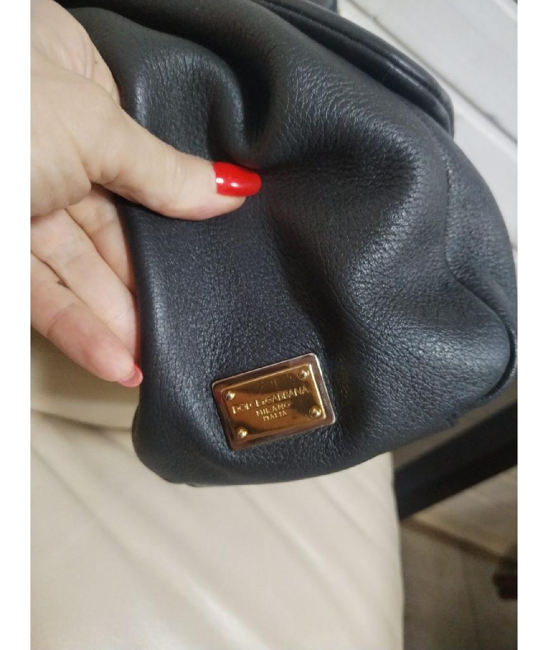 DOLCE&GABBANA Антрацитовая кожаная сумка через плечо, фото 3