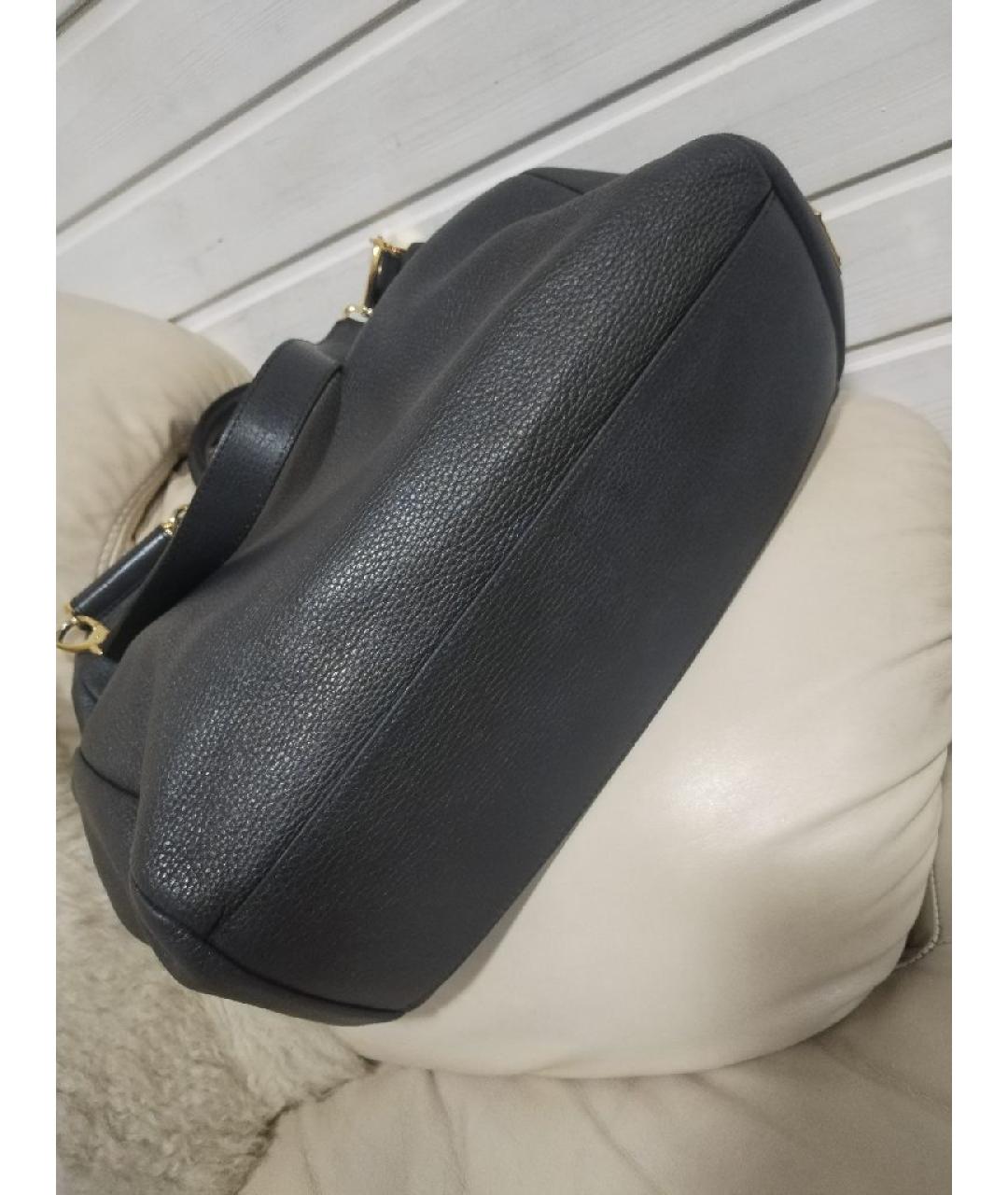 DOLCE&GABBANA Антрацитовая кожаная сумка через плечо, фото 2