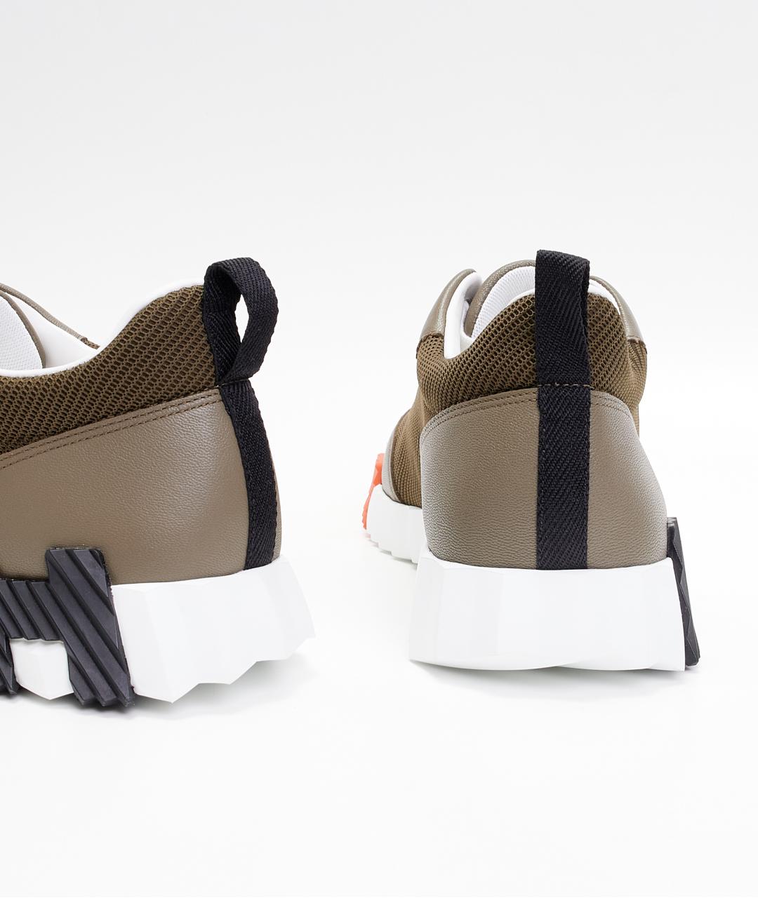 HERMES Хаки кожаные низкие кроссовки / кеды, фото 6