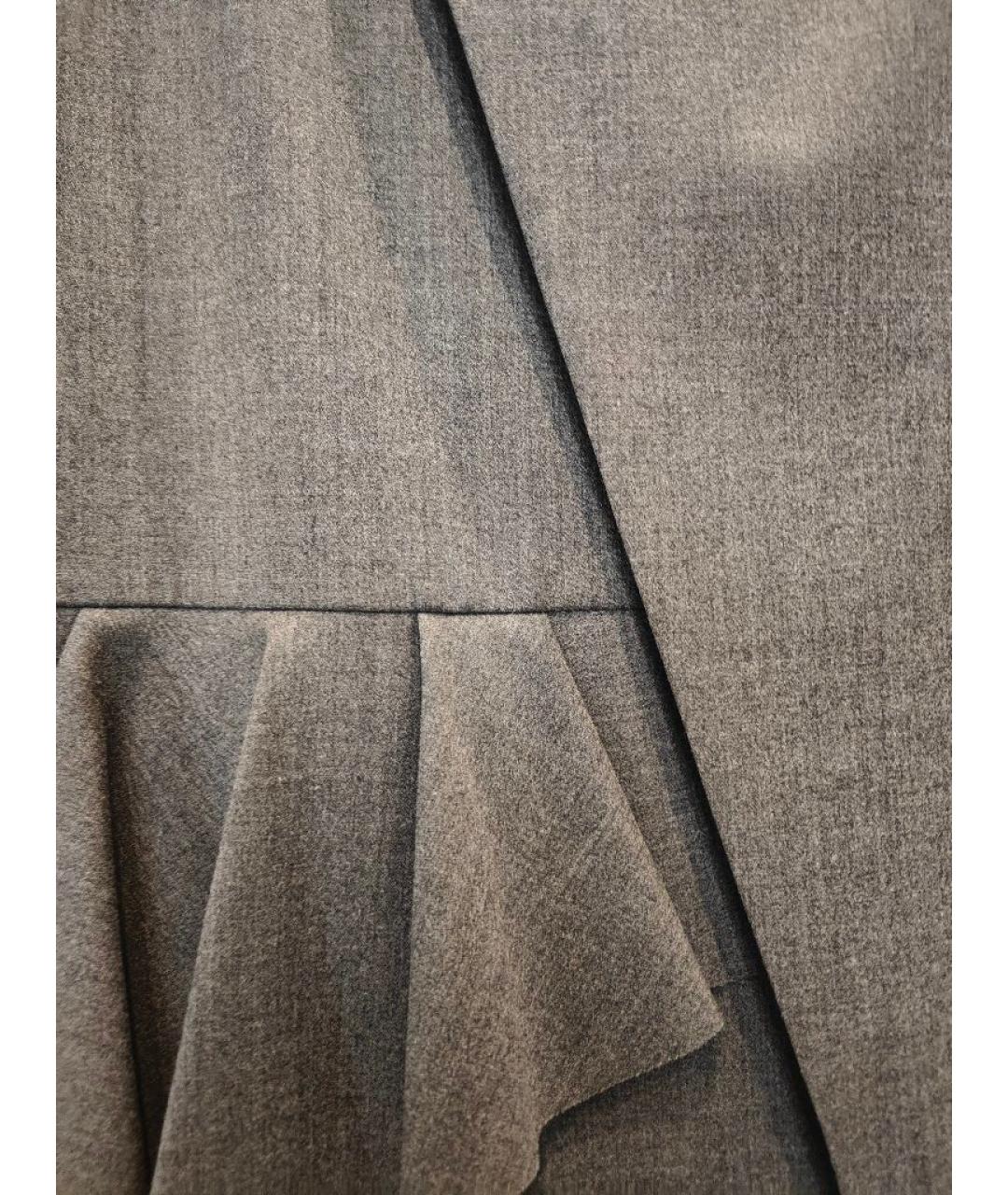 VIKTOR & ROLF Серая шерстяная юбка миди, фото 4