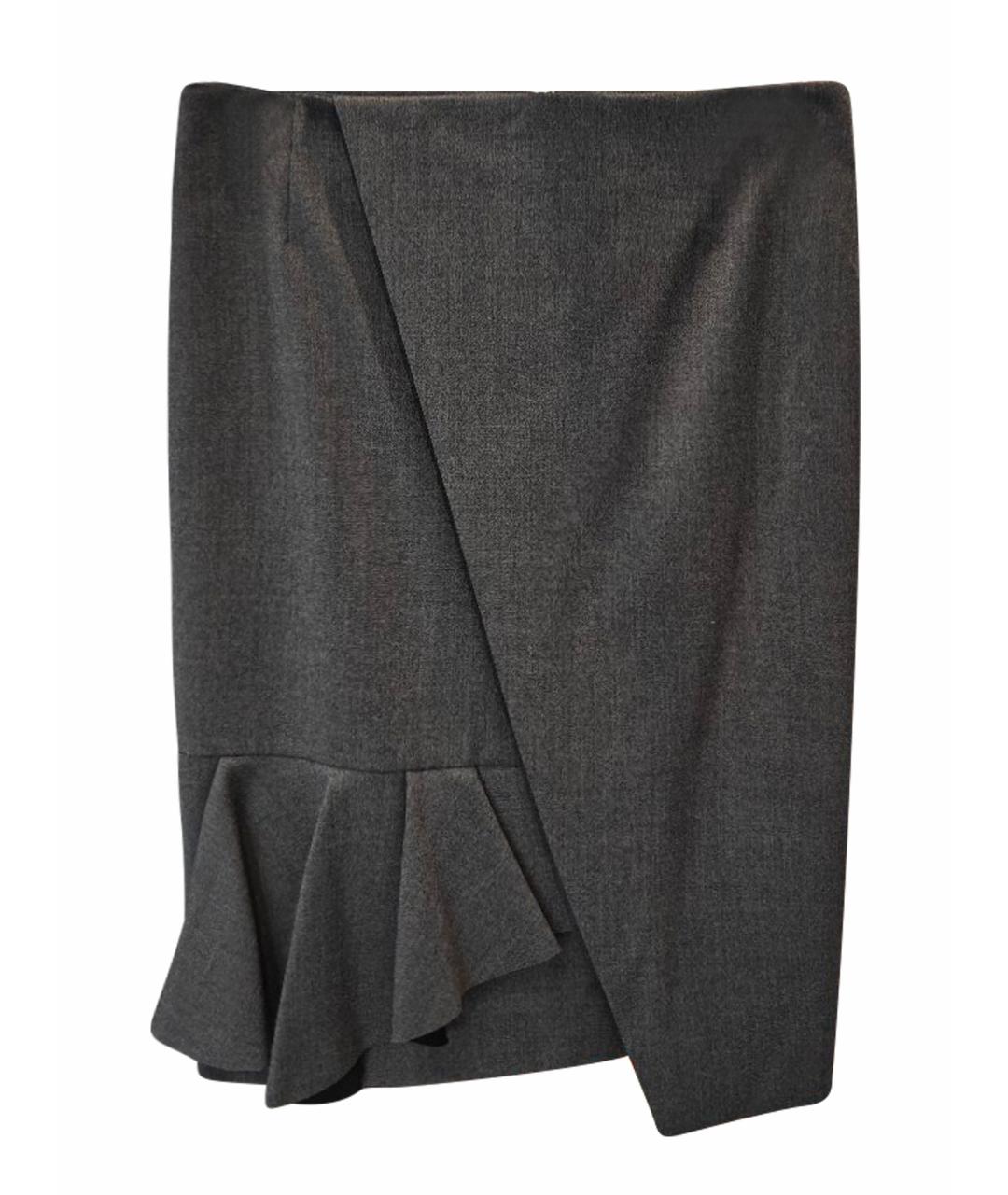 VIKTOR & ROLF Серая шерстяная юбка миди, фото 1