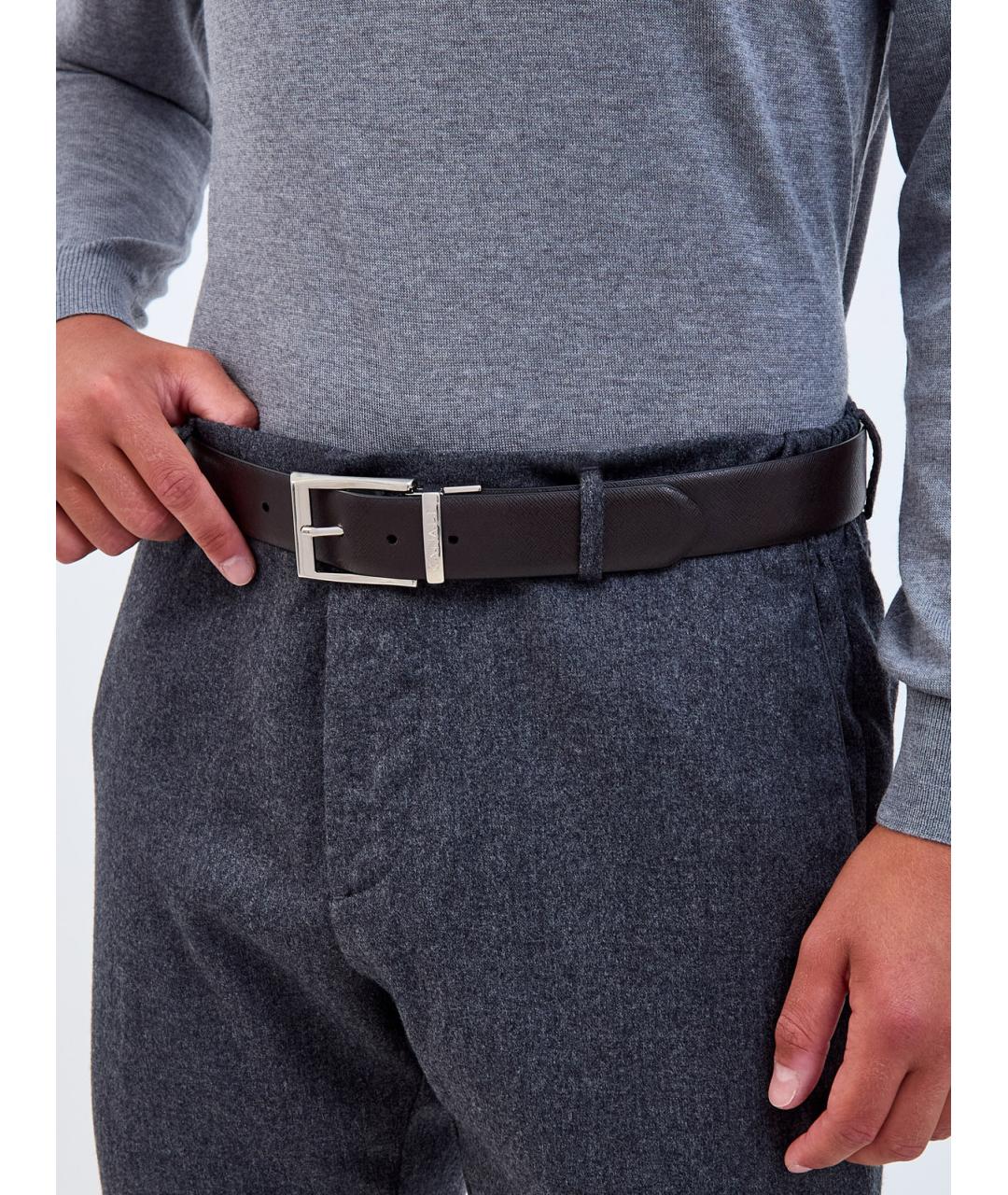 CANALI Коричневый кожаный ремень, фото 2