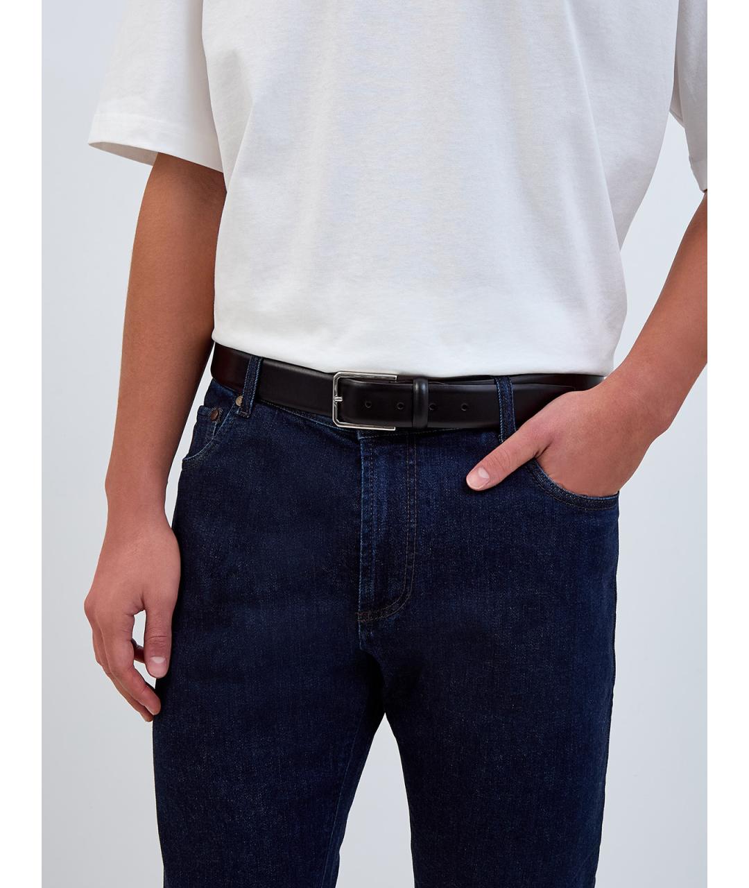 SANTONI Черный кожаный ремень, фото 2