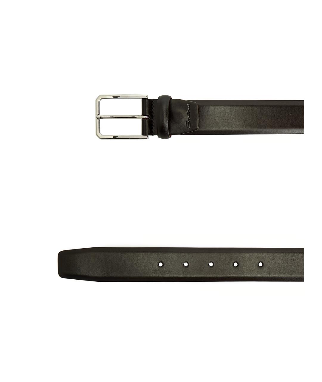 SANTONI Черный кожаный ремень, фото 3