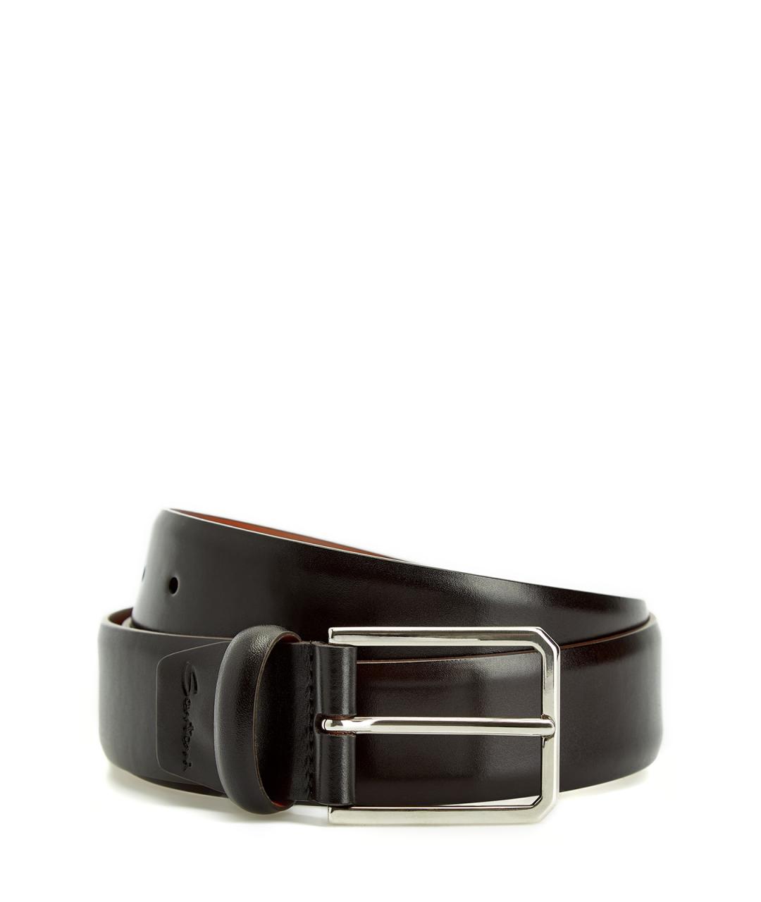 SANTONI Черный кожаный ремень, фото 1