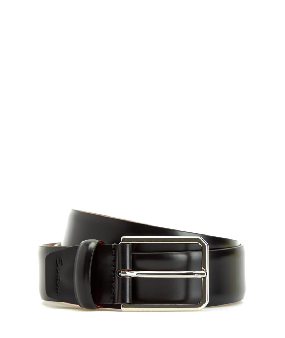 SANTONI Черный кожаный ремень, фото 1