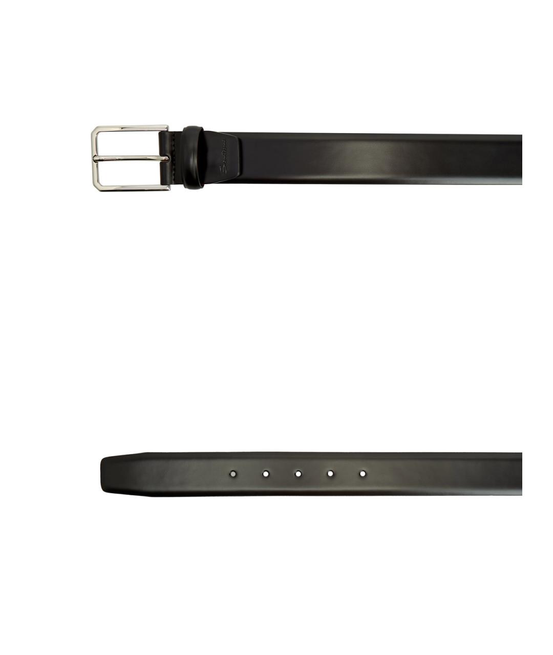 SANTONI Черный кожаный ремень, фото 3