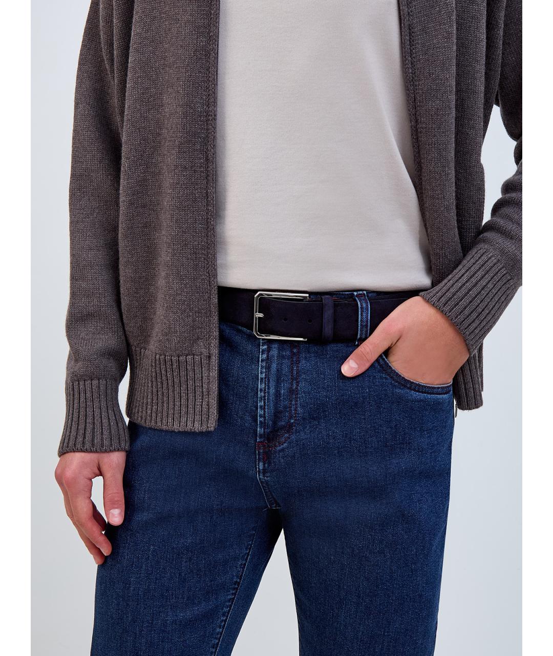 SANTONI Синий замшевый ремень, фото 2