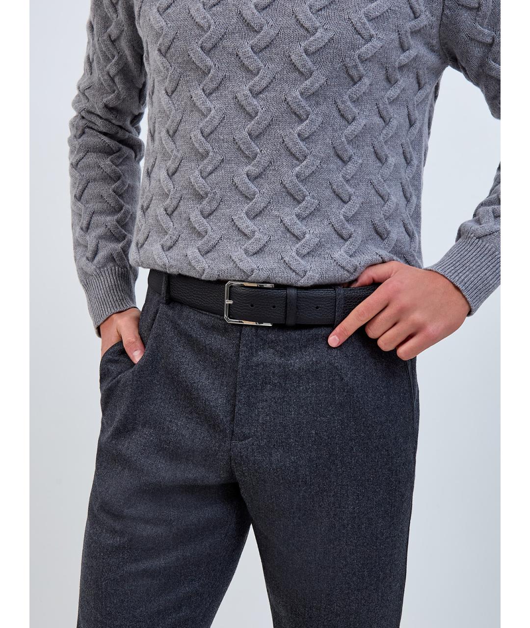 SANTONI Черный кожаный ремень, фото 2