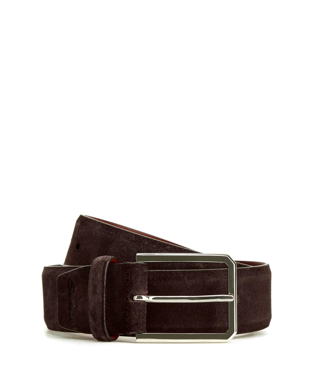 SANTONI Коричневый замшевый ремень, фото 1