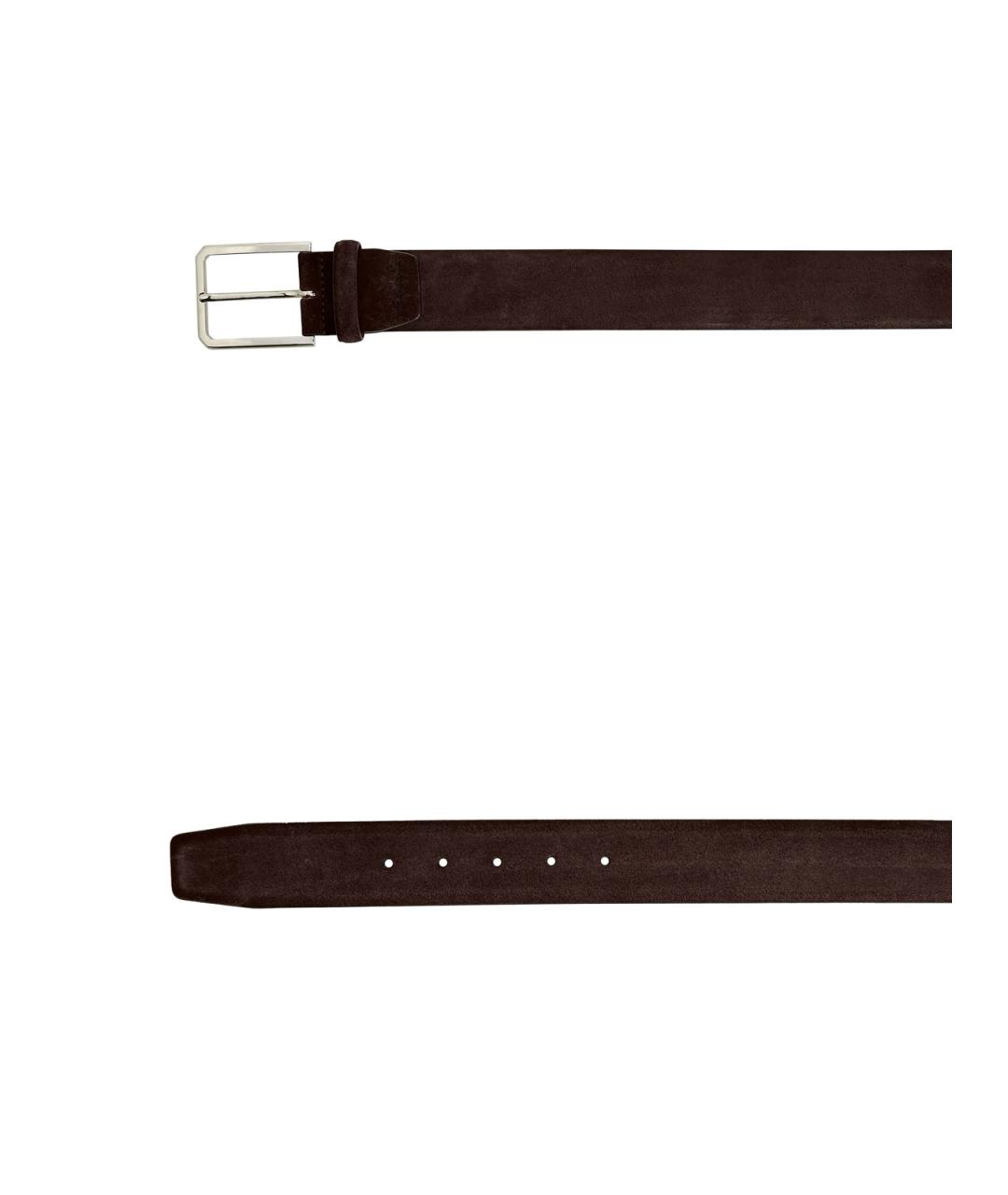 SANTONI Коричневый замшевый ремень, фото 3