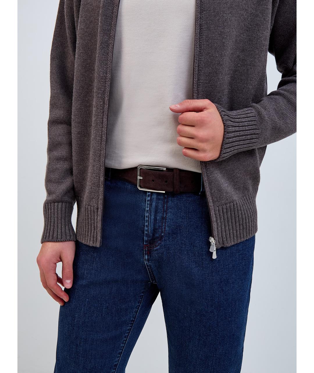 SANTONI Коричневый замшевый ремень, фото 2