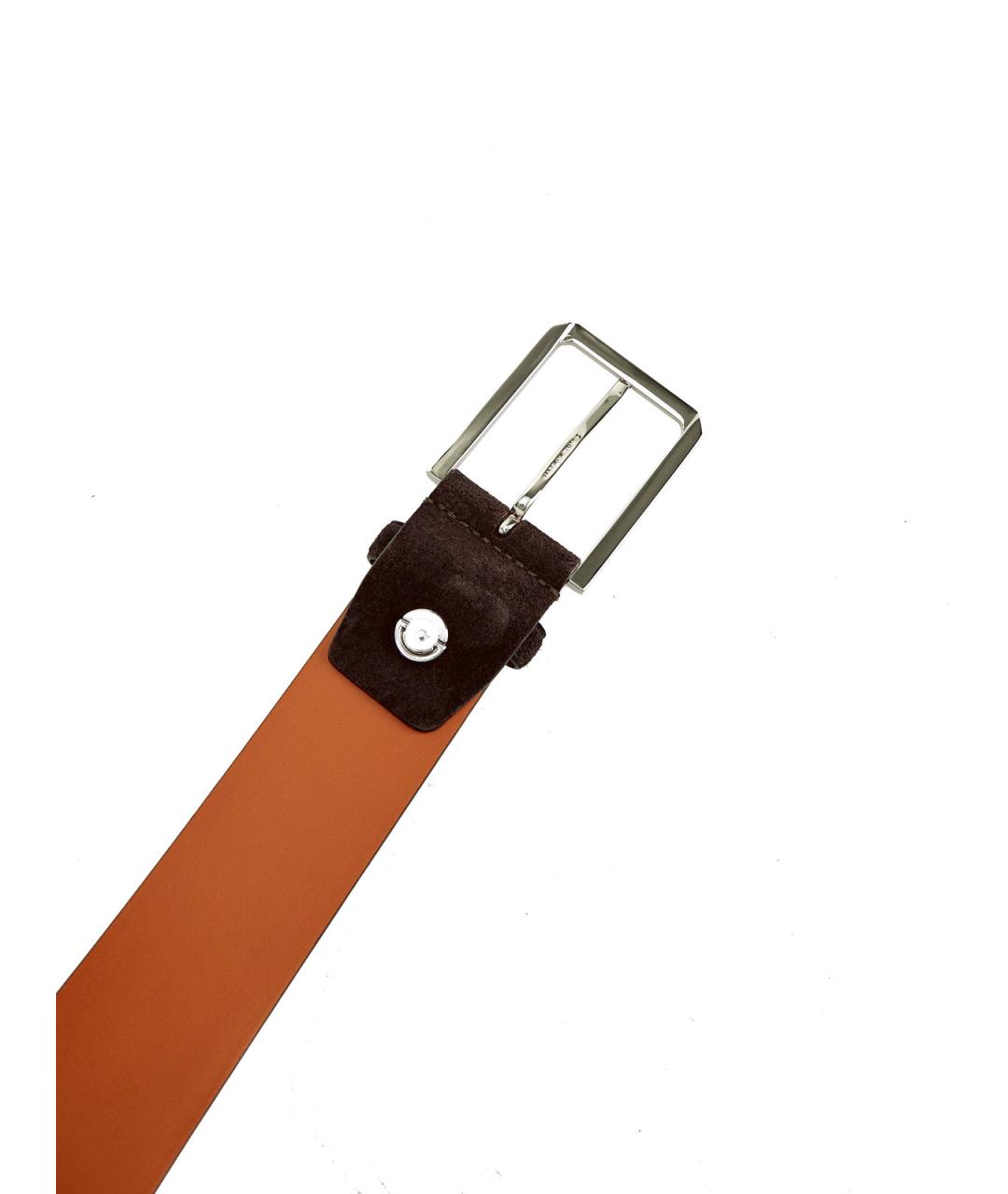 SANTONI Коричневый замшевый ремень, фото 5