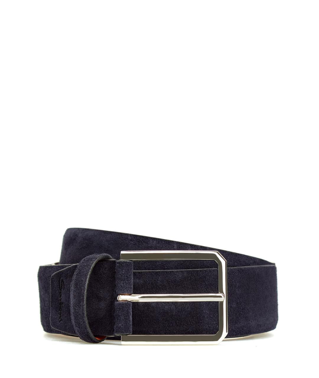 SANTONI Темно-синий кожаный ремень, фото 1