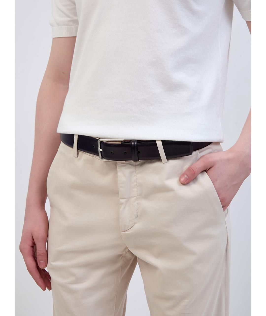 SANTONI Черный кожаный ремень, фото 2