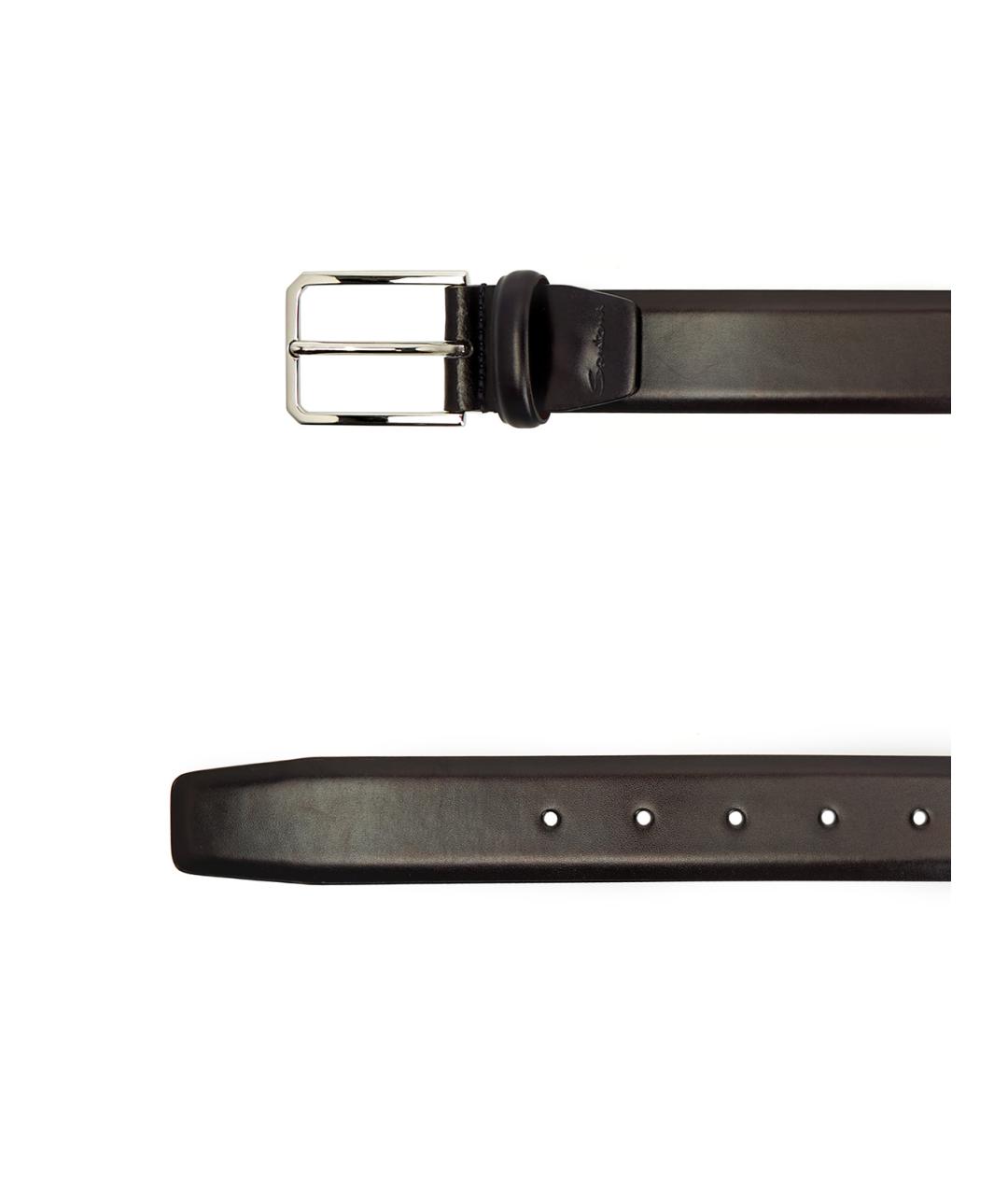 SANTONI Черный кожаный ремень, фото 3