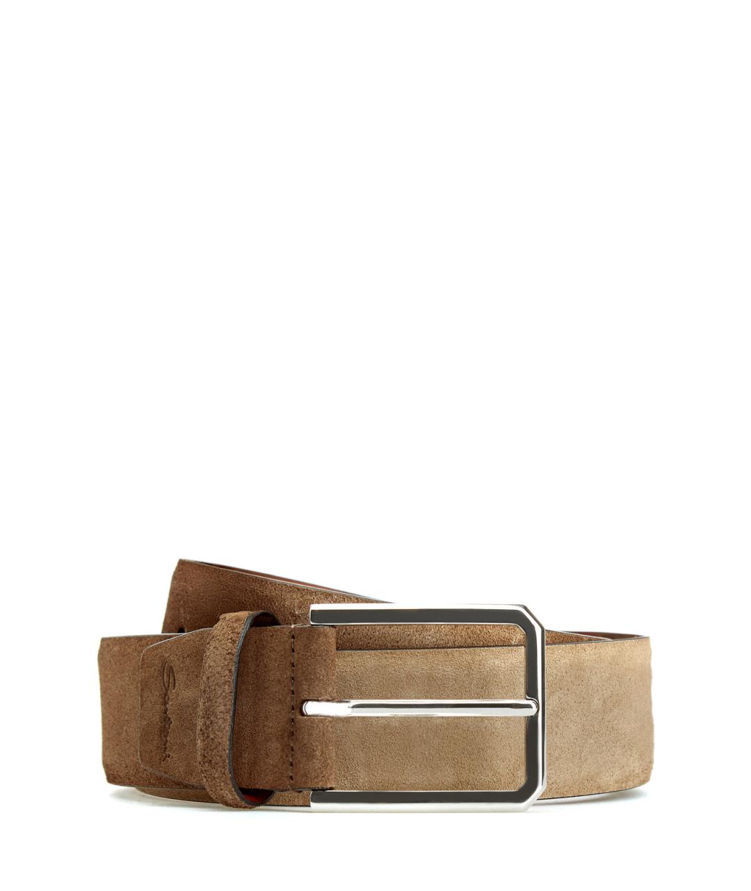 SANTONI Бежевый замшевый ремень, фото 1