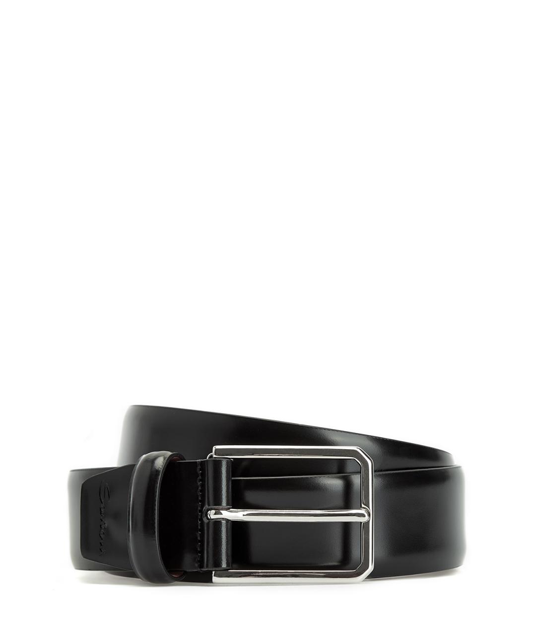 SANTONI Черный кожаный ремень, фото 1