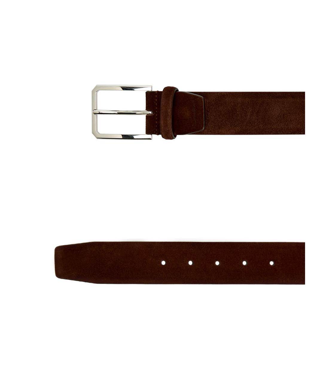 SANTONI Коричневый замшевый ремень, фото 3