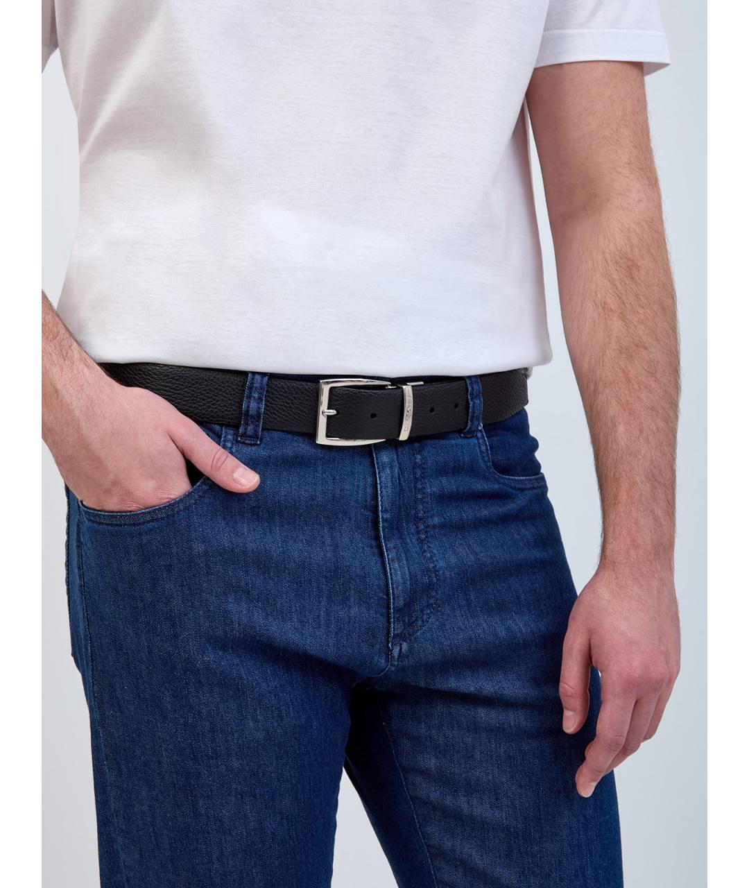 CANALI Черный кожаный ремень, фото 2