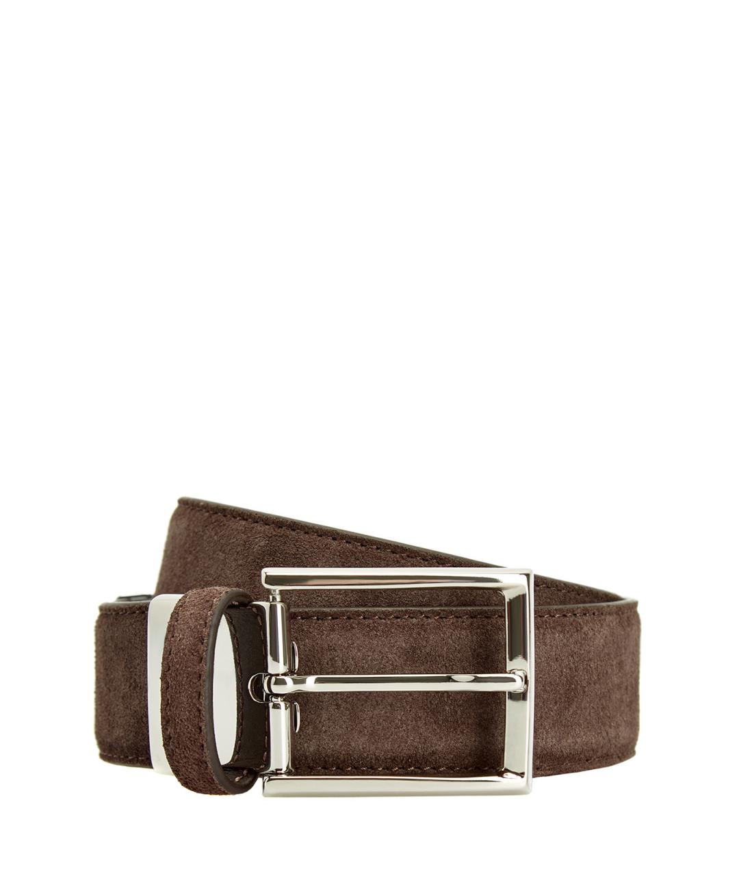 CANALI Коричневый замшевый ремень, фото 1