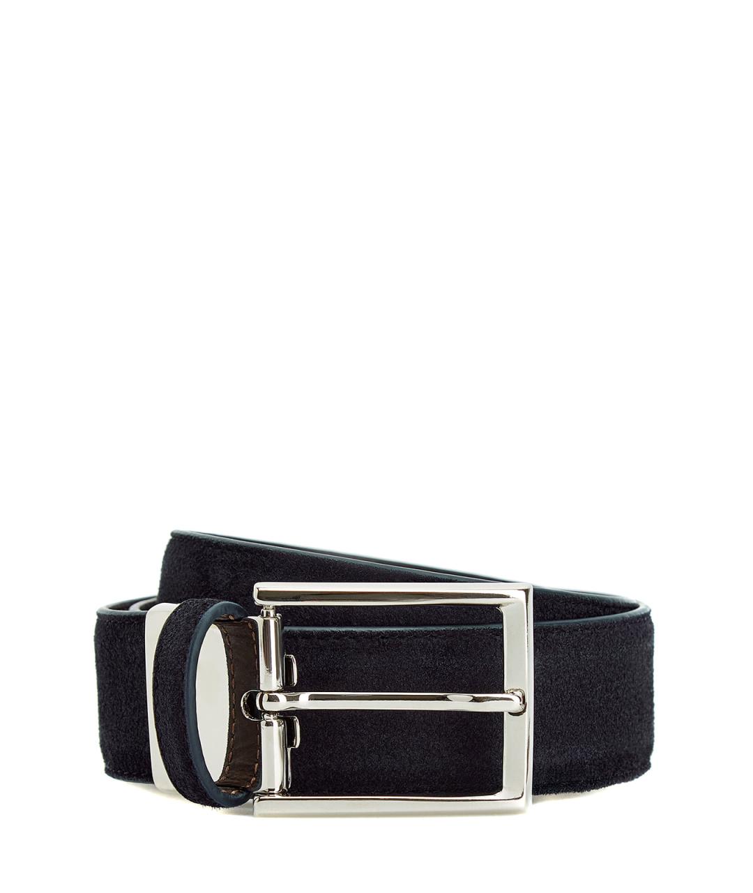 CANALI Темно-синий замшевый ремень, фото 1